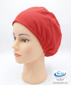 Cofia de Tela Pima Semi circular Quirurgico Rojo