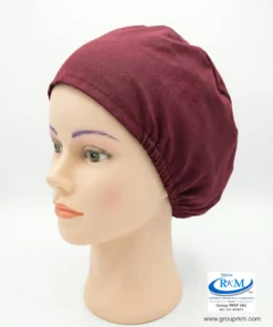 Cofia de Tela Pima Semi circular Quirurgico Rojo Guinda