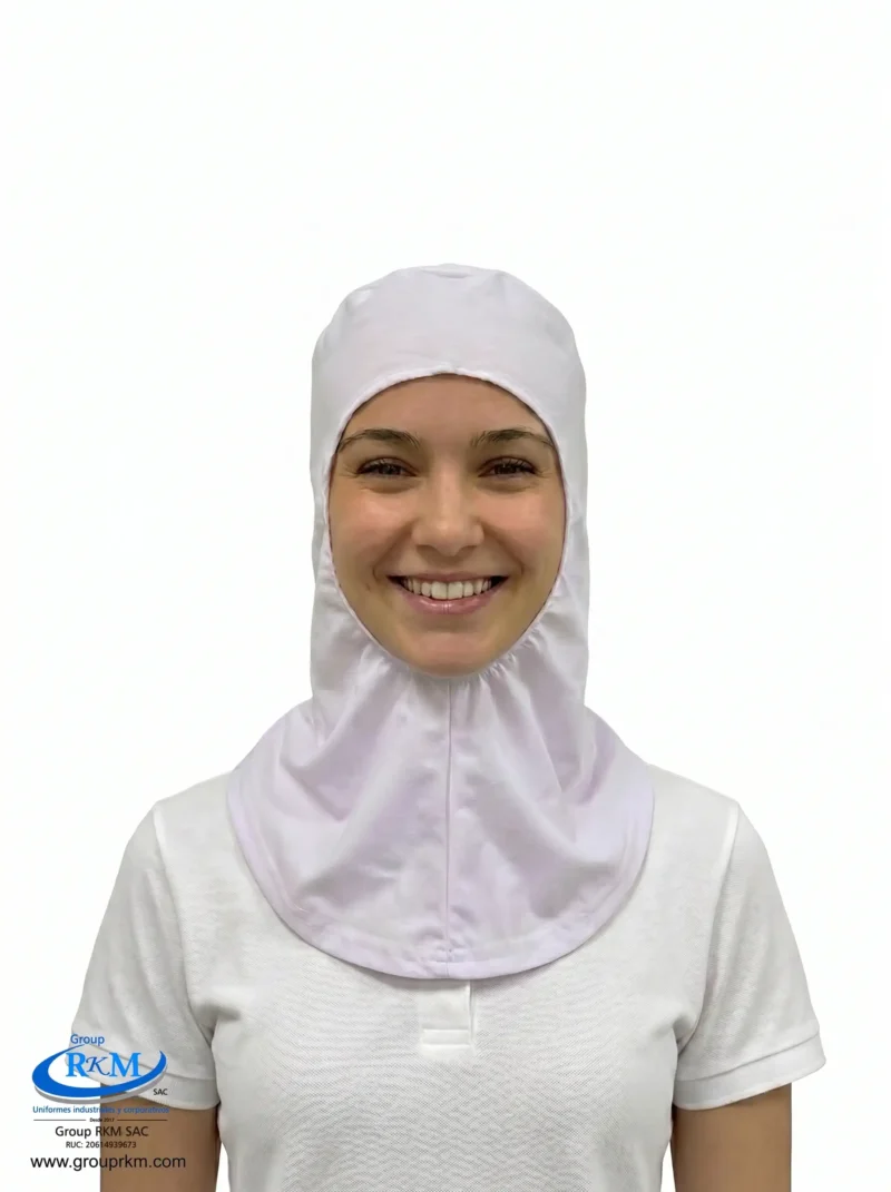 Cofia de tela capucha abierto Blanco - Fabrica de alimentos 2