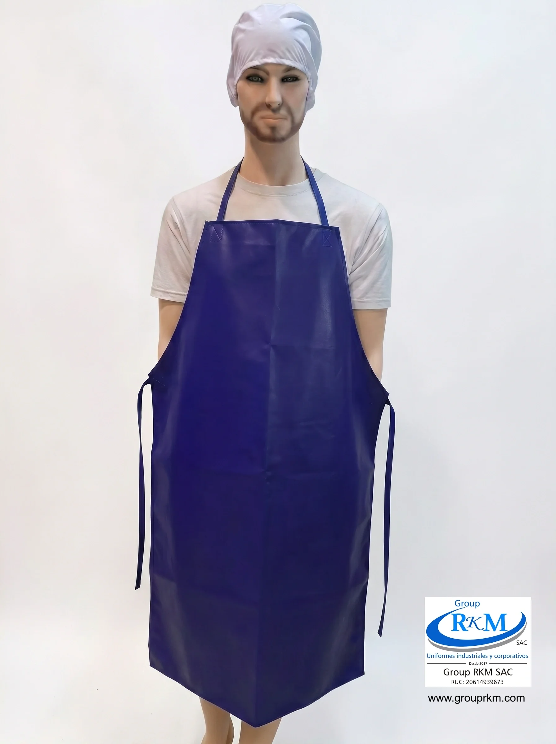 Delantal Doble Faz PVC Semi industrial Azul rey