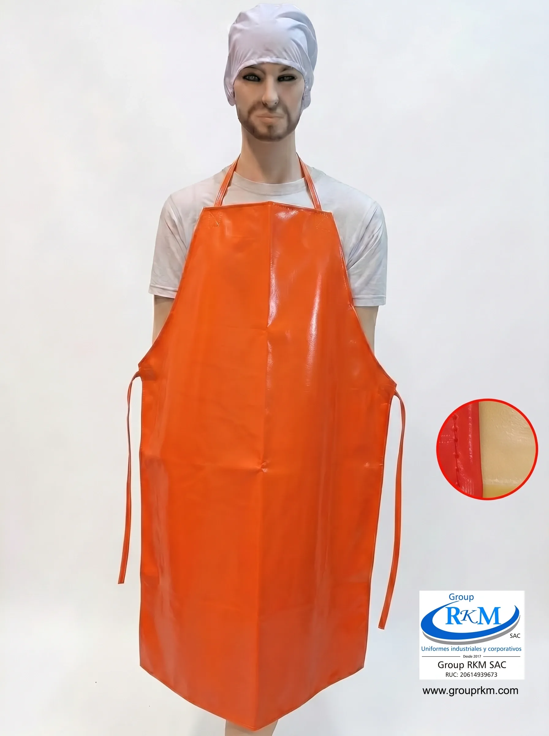 Delantal Doble Faz PVC Semi industrial Naranja y amarillo