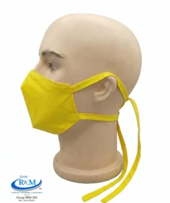 Mascarilla de Tela Anatomica con Amarres Amarillo Brasil