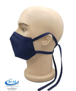 Mascarilla de Tela Anatomica con Amarres Azul Marino