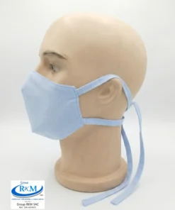 Mascarilla de Tela Anatomica con Amarres Celeste Claro