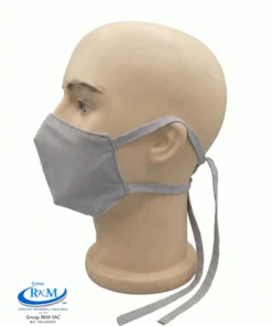 Mascarilla de Tela Anatomica con Amarres Gris Claro