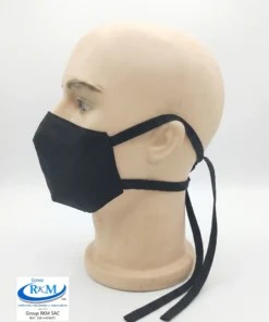 Mascarilla de Tela Anatomica con Amarres Negro
