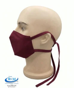 Mascarilla de Tela Anatomica con Amarres Rojo Guinda