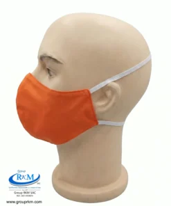 Mascarilla de tela Con Elastico para atras Negro Naranja