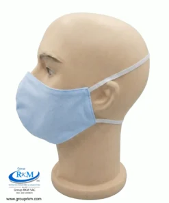 Mascarilla de tela Con Elastico para atras Negro celeste Claro