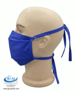 Mascarilla de tela plana con amarres Azulino