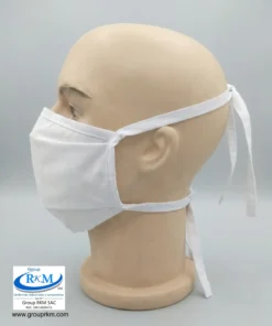 Mascarilla de tela plana con amarres Blanco