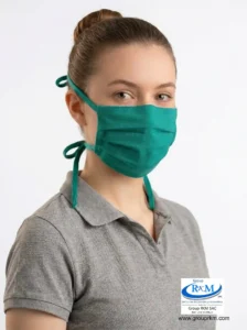 Mascarilla de tela plana con amarres en DRIL 2