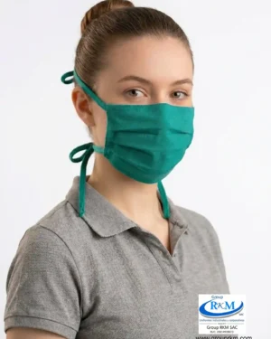 Mascarilla de tela plana con amarres en DRIL 2