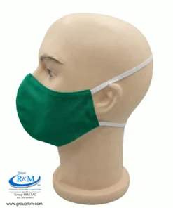 Mascarilla de tela Con Elastico para atras Negro Verde PERICO