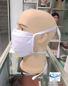 Mascarilla de tela plana con amarres 1