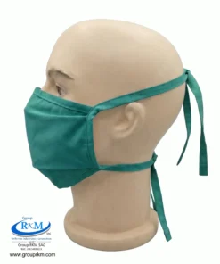 Mascarilla de tela plana con amarres Verde clinico